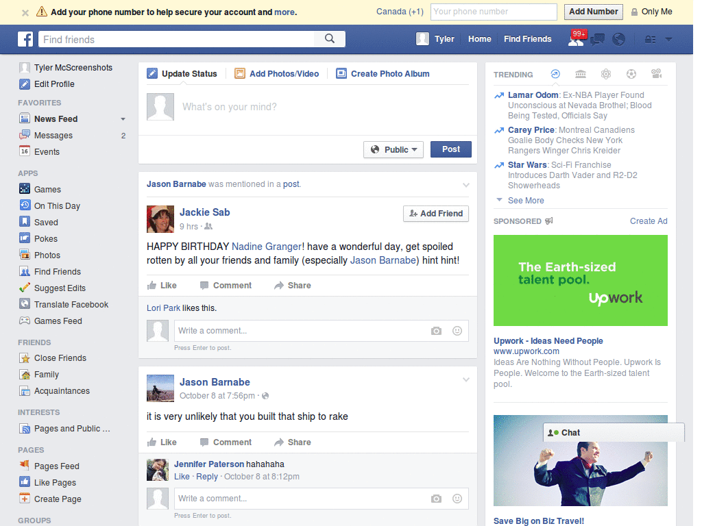 Facebook with readable updates