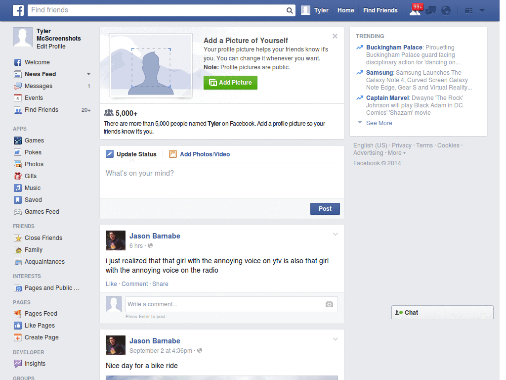 Old Facebook Newsfeed
