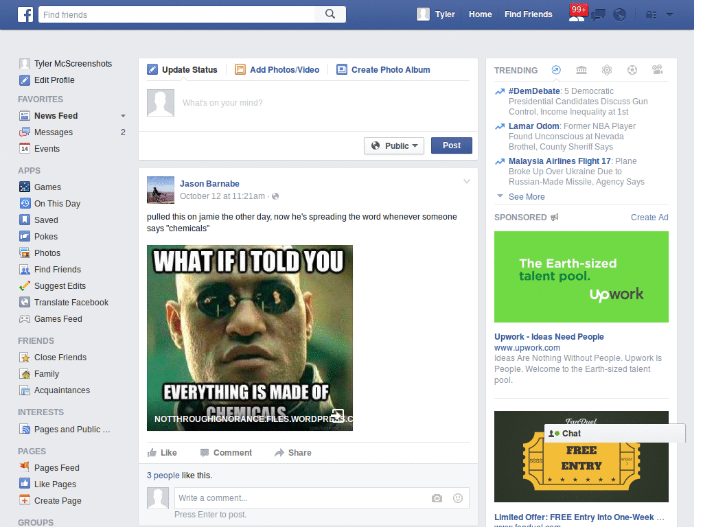 Facebook mit fester Menübar
