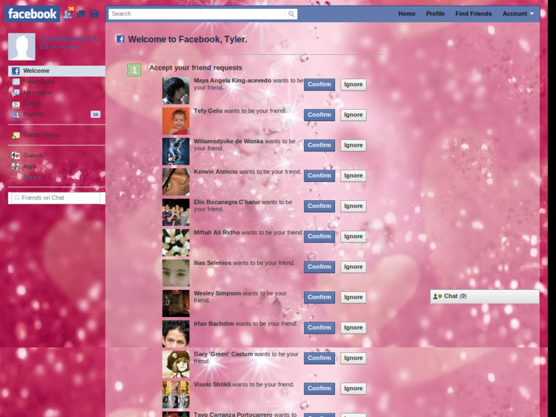 Facebook Pink Hearts Skin
