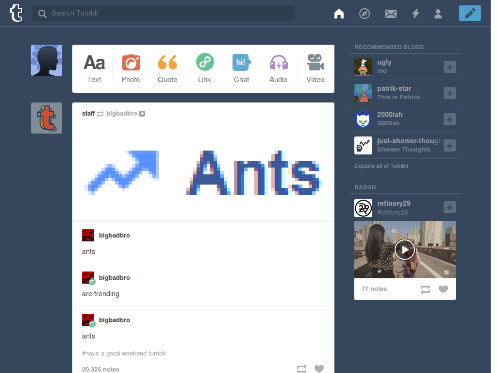 Tumblr - Space Background Fixed Sidebar