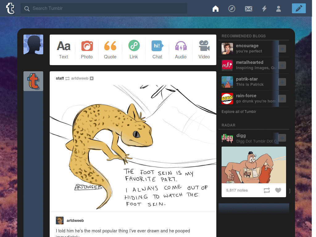 Tumbr- Change Dashboard theme