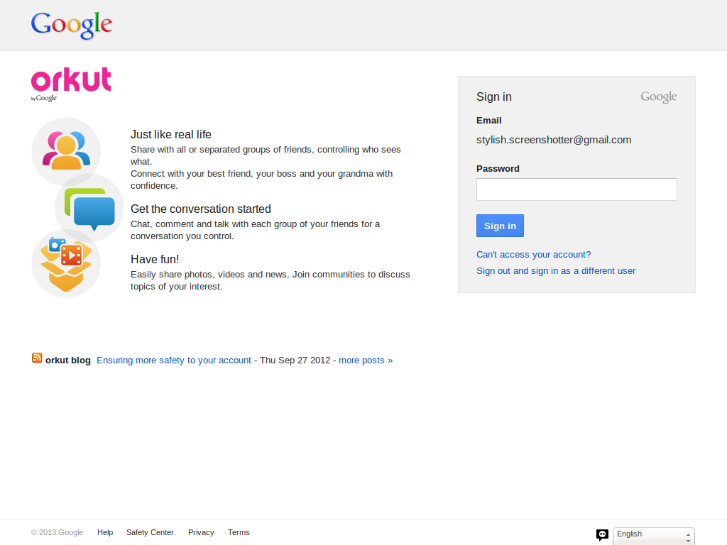 Orkut Servant - Login