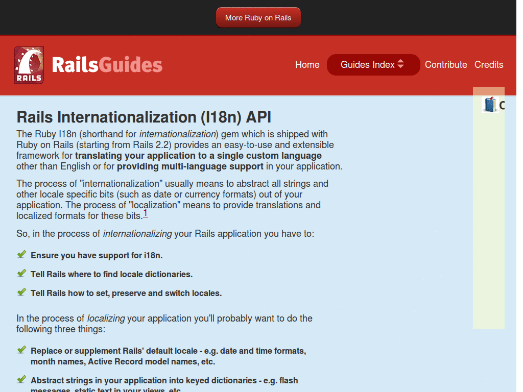Fixed Index for Rails Guide
