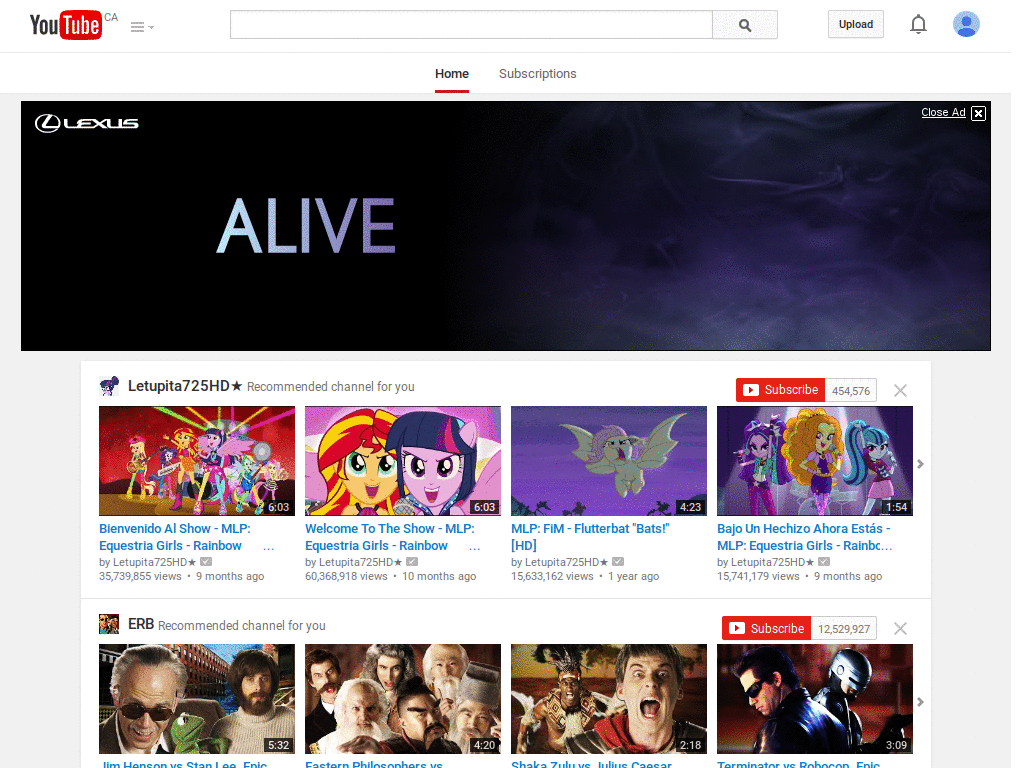 YouTube No Right Column