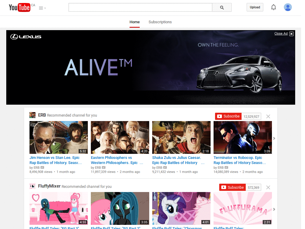 YouTube No Search Bar