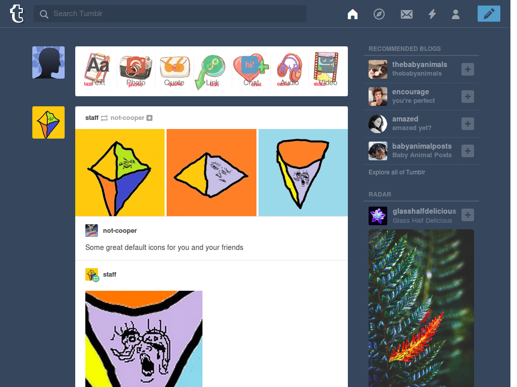 Personal tumblr dash icons
