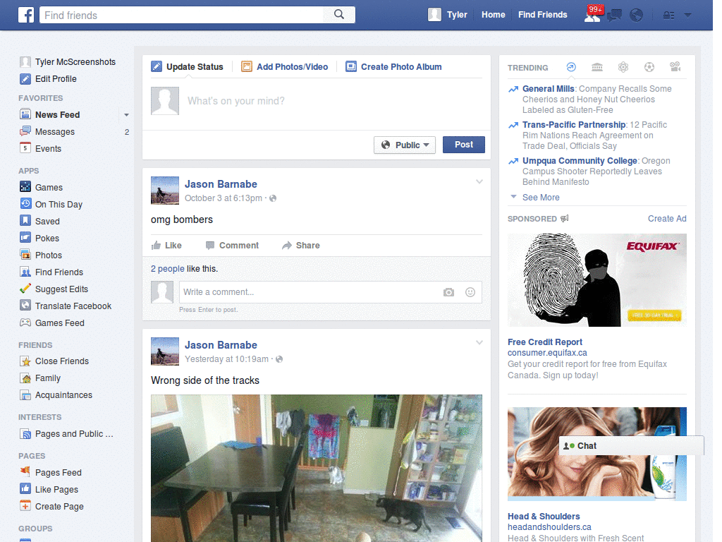 Facebook - Fixed menu bar