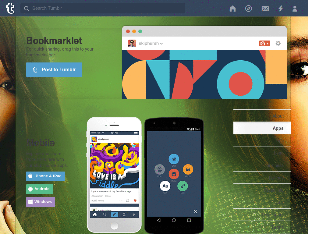 Tumblr - IU dashboard background + icons