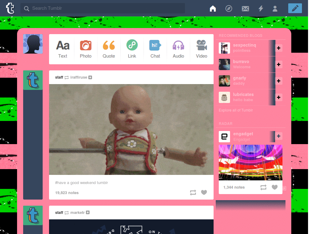 Girly Tumblr Dashboard