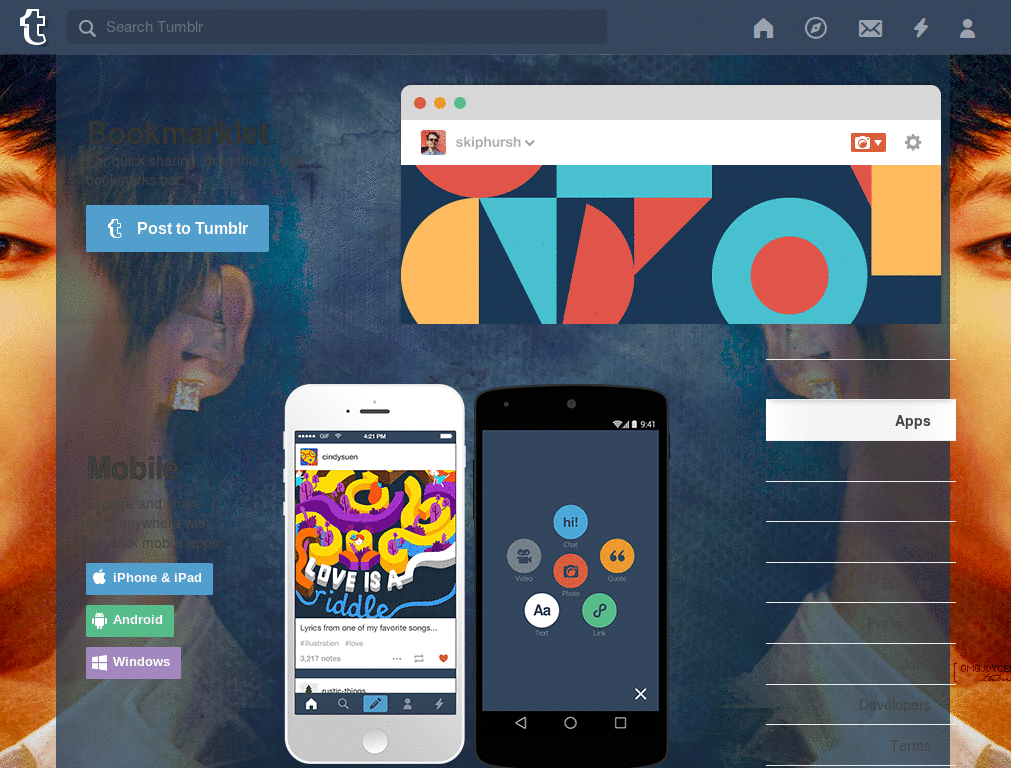 Tumblr - Kikwang dashboard background + icons