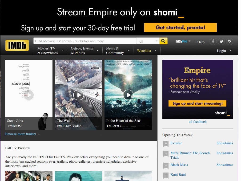 IMDB - Times New Roman font