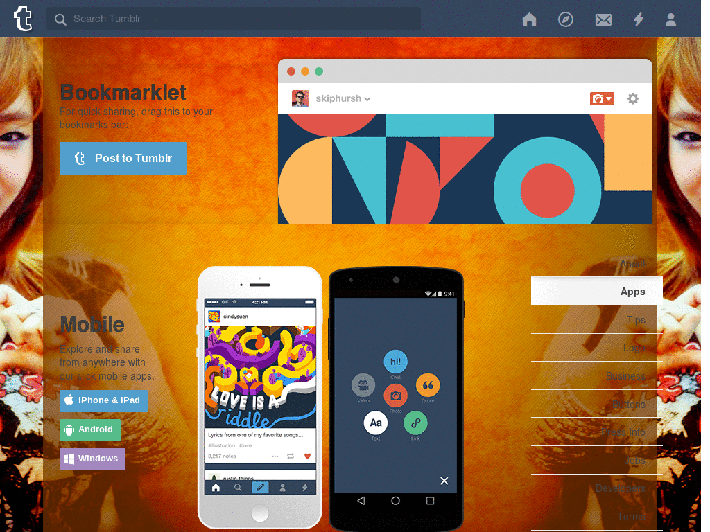 Tumblr - G.NA dashboard background + icon set