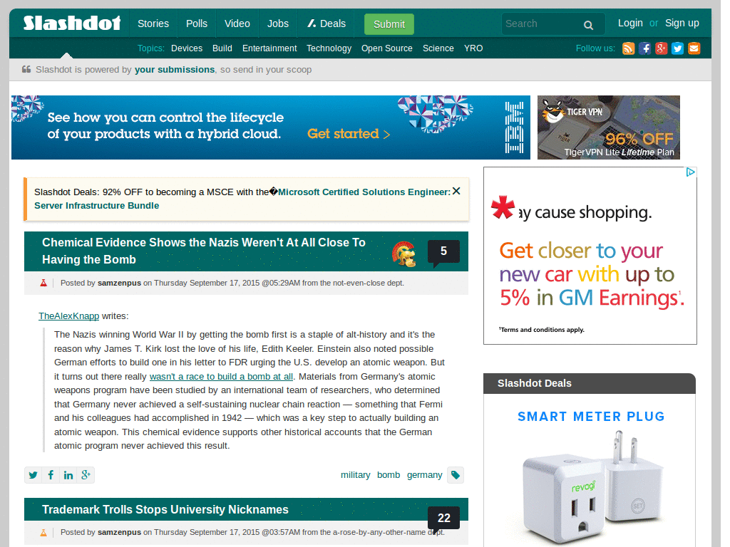 Make Slashdot side/topbar scroll with rest of page
