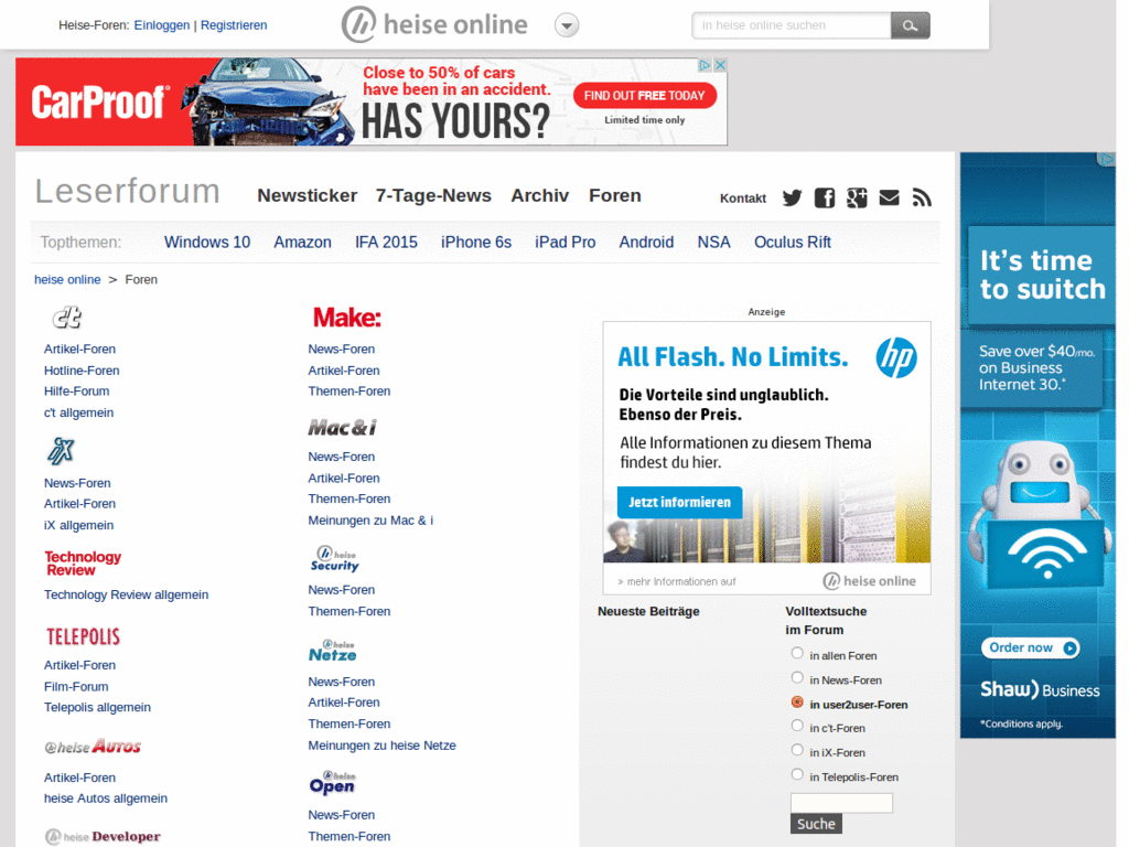 heise.de - No flash error box