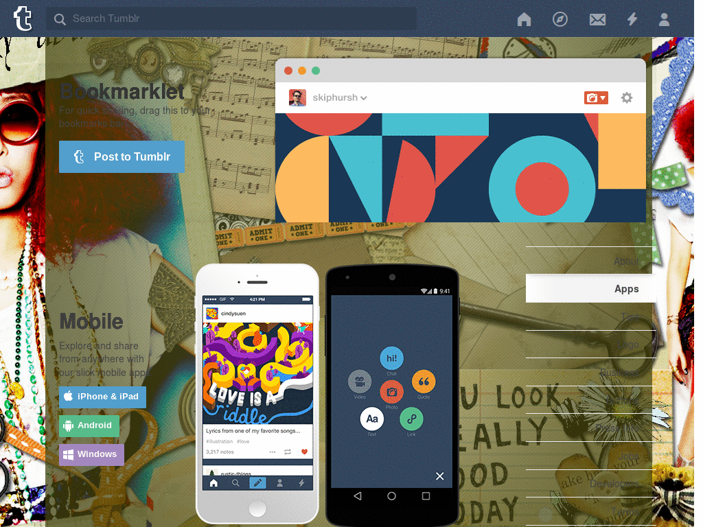 Tumblr - Yubin dashboard background + icon set.