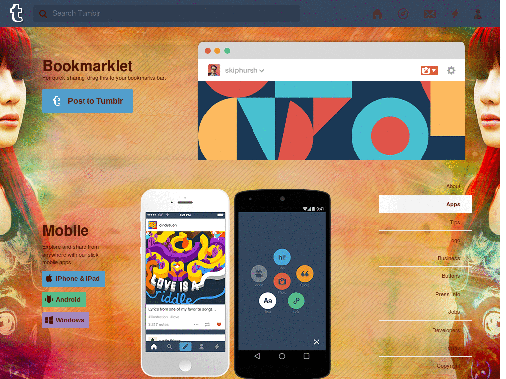 Tumblr - Bom dashboard background + icon set