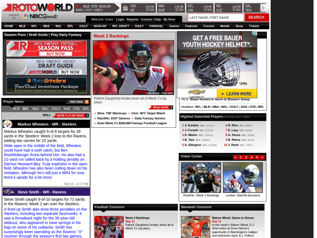 Rotoworld - Player Updates on the Left