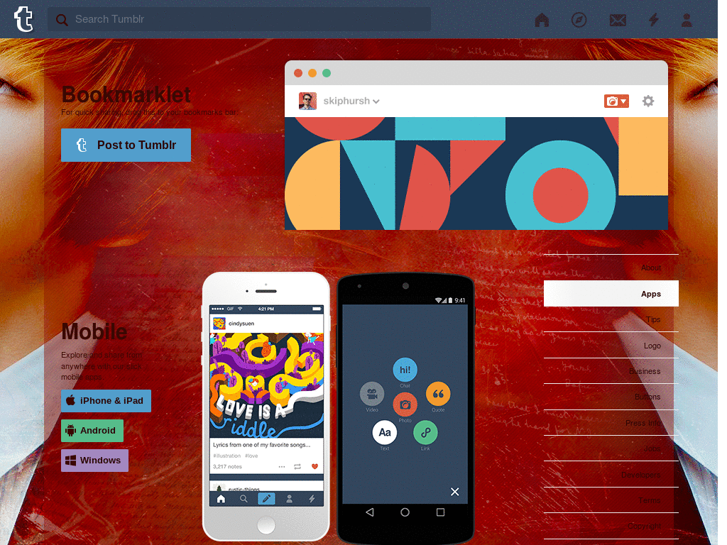 Tumblr - Jinwon dashboard background + icon set.