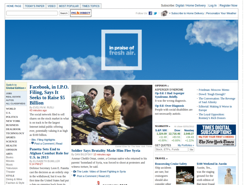 New York Times HomePage Light