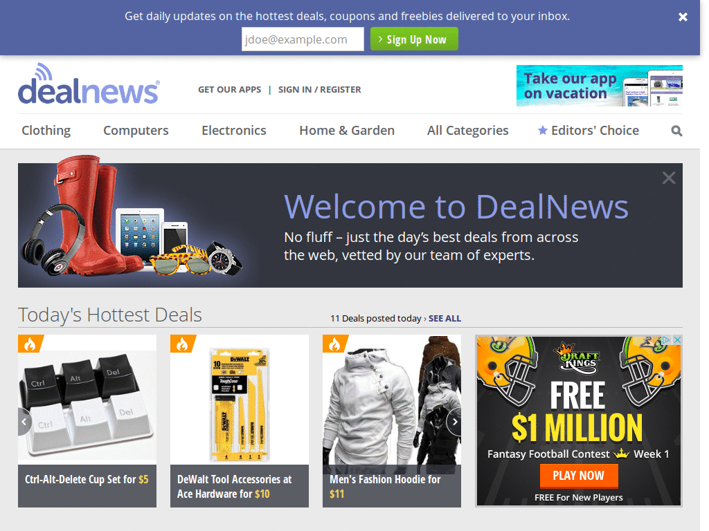 DealNews HomePage Light