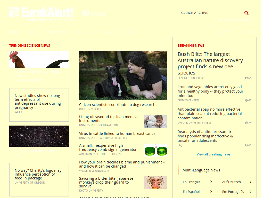 eurekalert pale yellow background