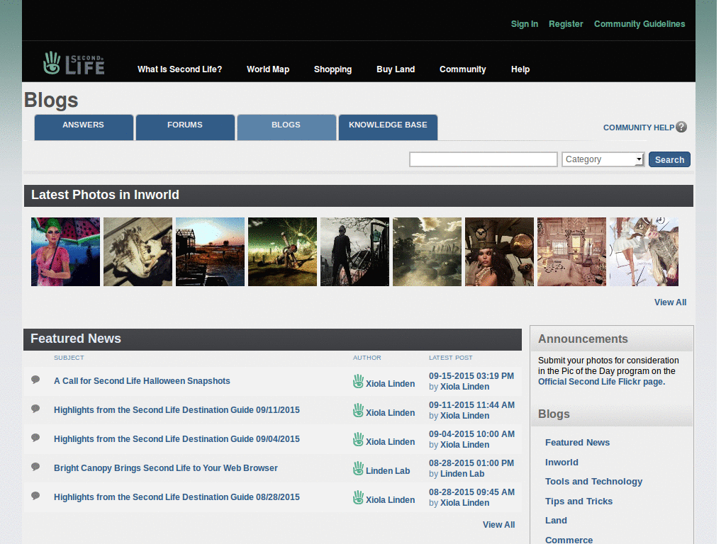 community.secondlife.com - Blue Goo theme