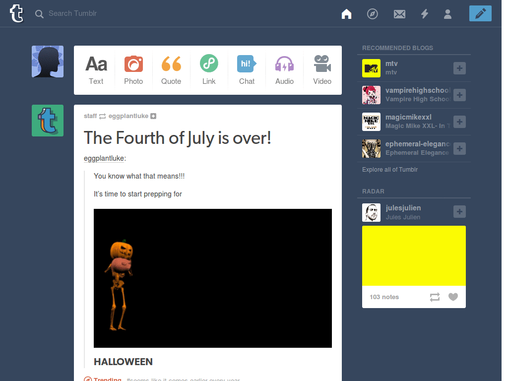 Minha dash (Tumblr)