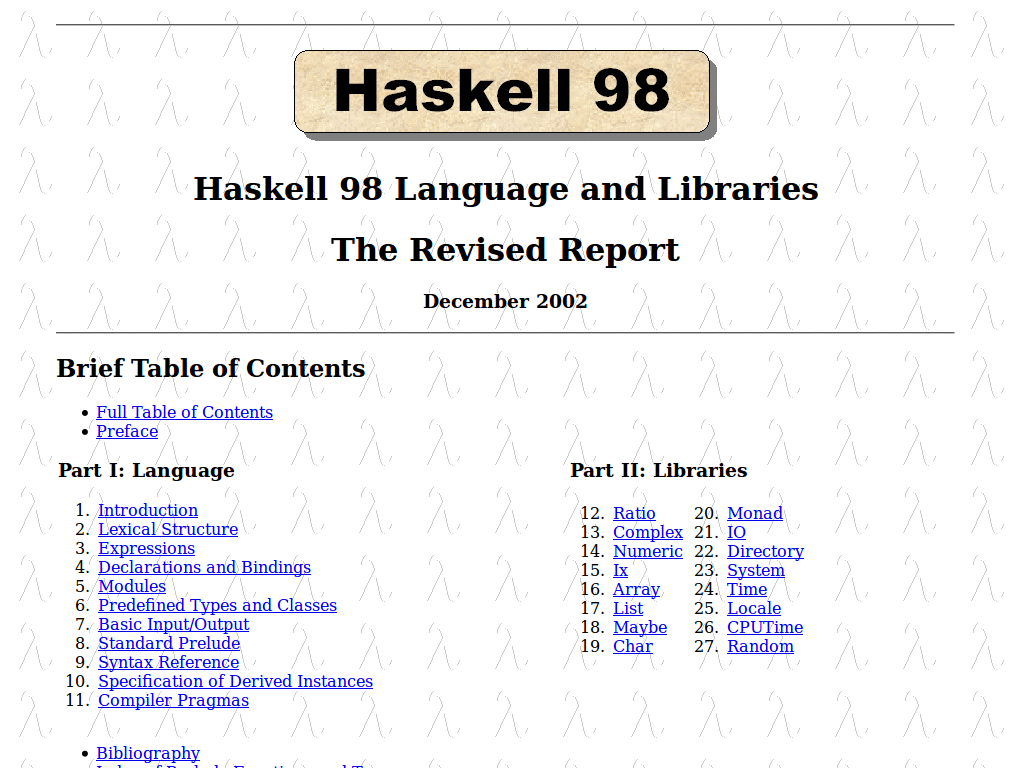 The Haskell Language online report - padding