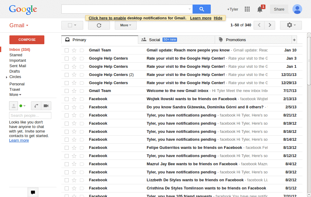 Gmail - hide chat and invite friend box