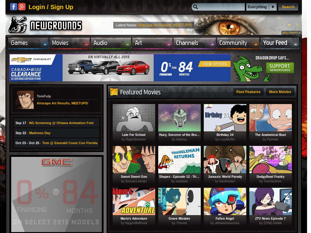 Newgrounds - Remove Top Ads