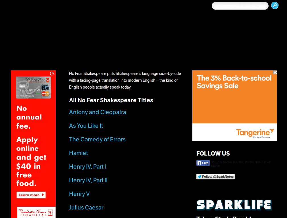 Sparknotes No Fear Shakespeare - Cleaner