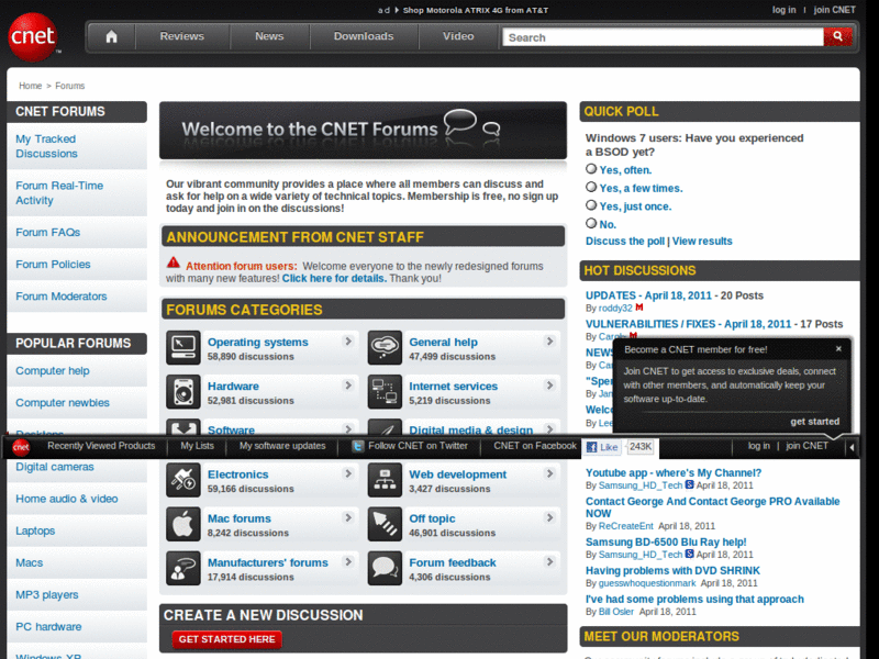 CNET Forums - Clean and Wide