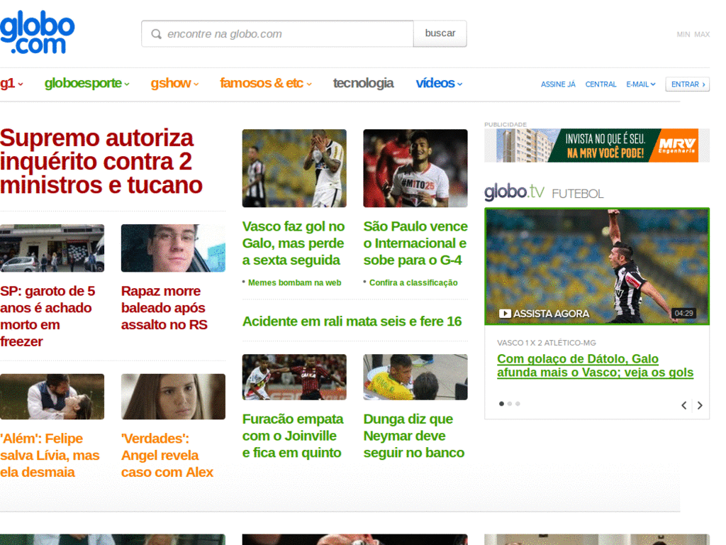 No Ads no Site da globo.com