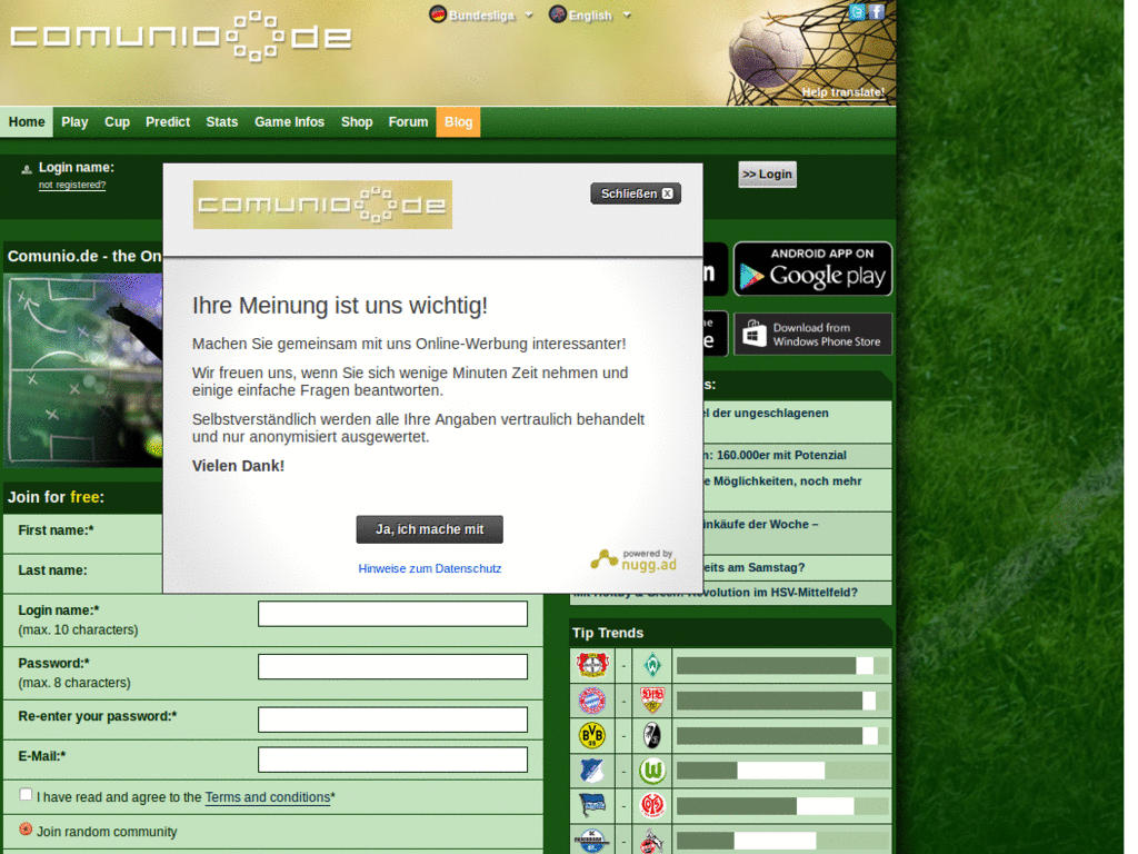 Comunio.de - Remove ad divs