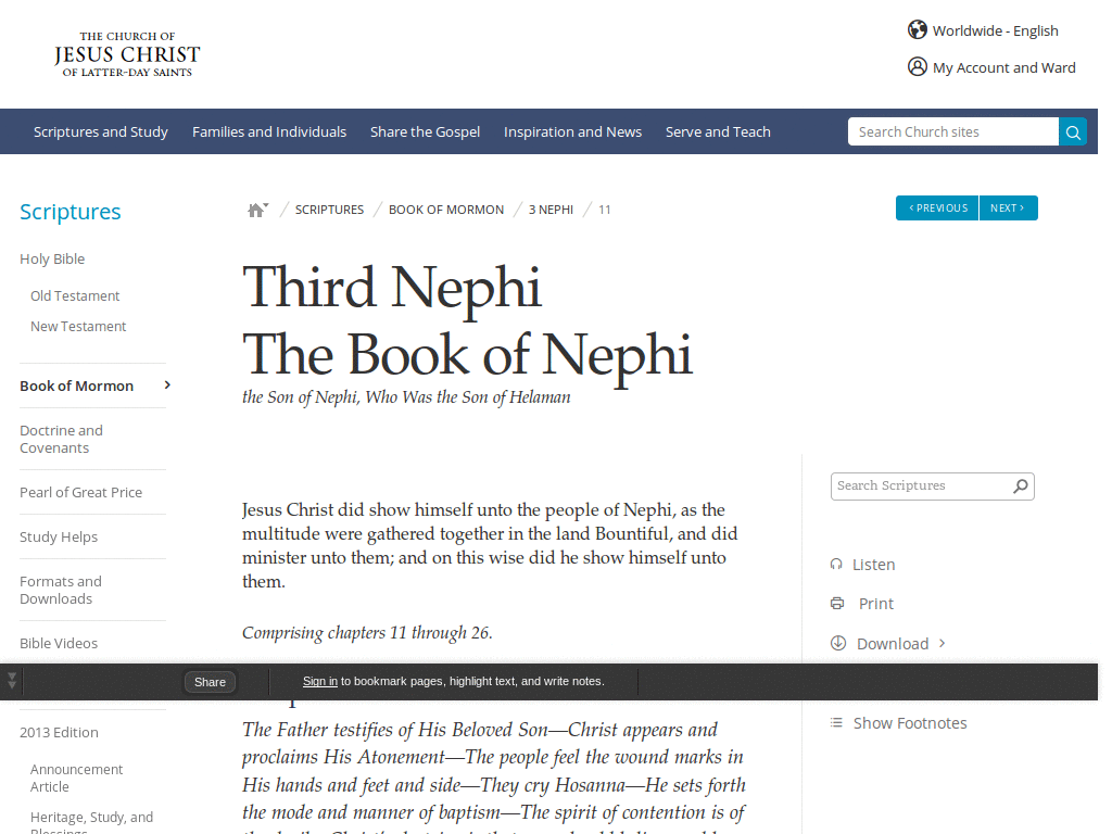 LDS.org - Scriptures at night