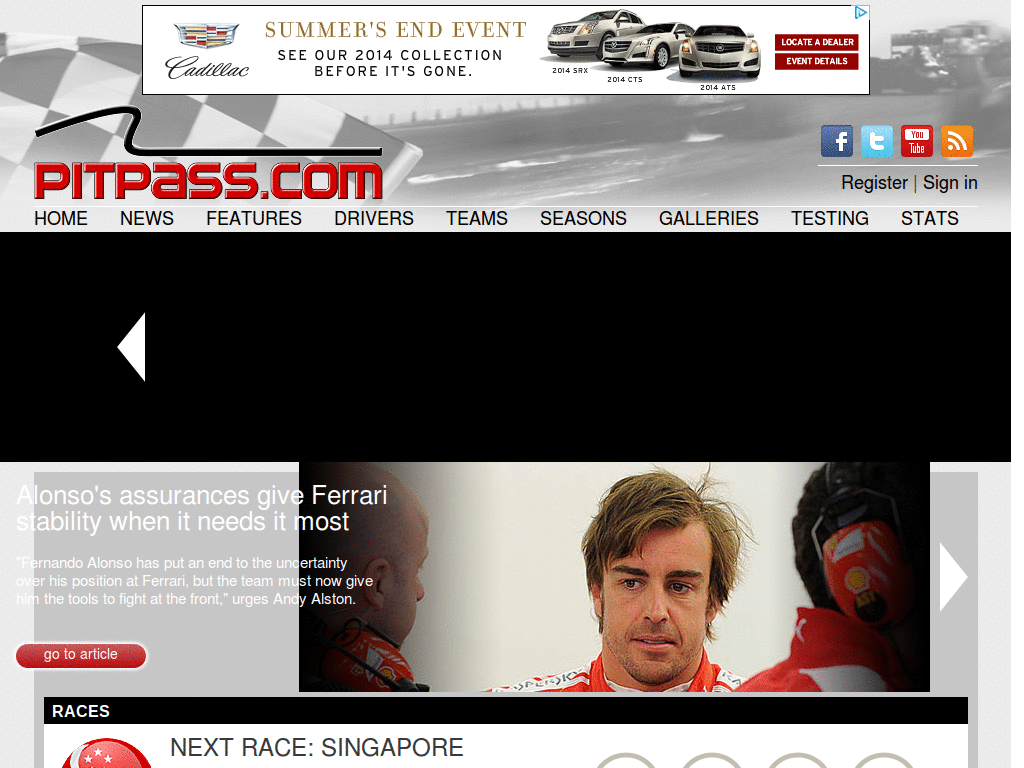 pitpass.com(2011).  No Slideshow, Smaller text.