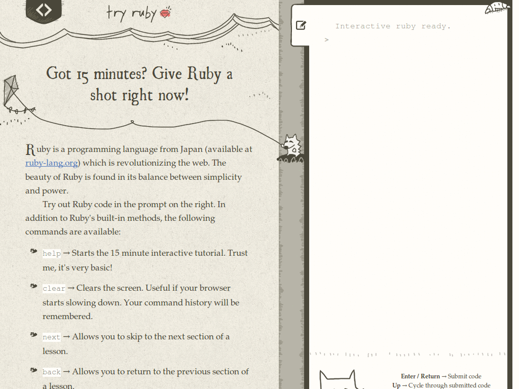TryRuby.org - larger font, black on white