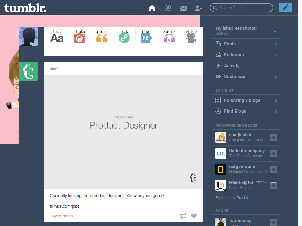 JongKey Tumblr Dashboard Theme