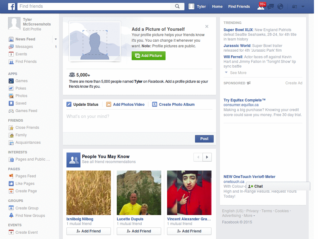 Facebook - left and right column grey