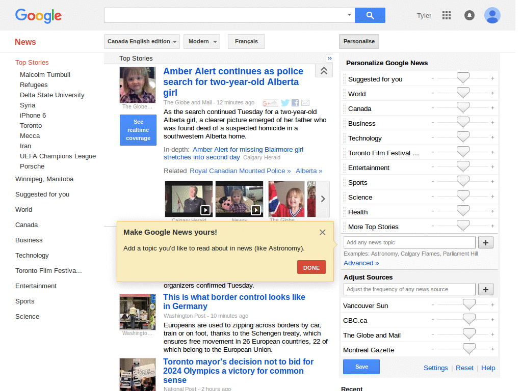 Google News (without gadgets)