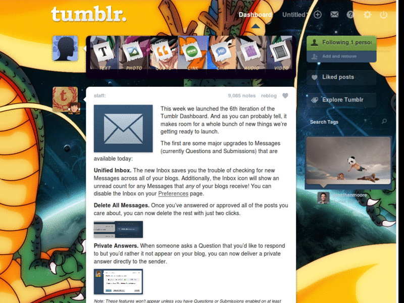 Dragonball Z Tumblr Dash Theme