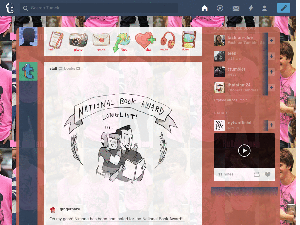 Hutch Dano pink background for Tumblr