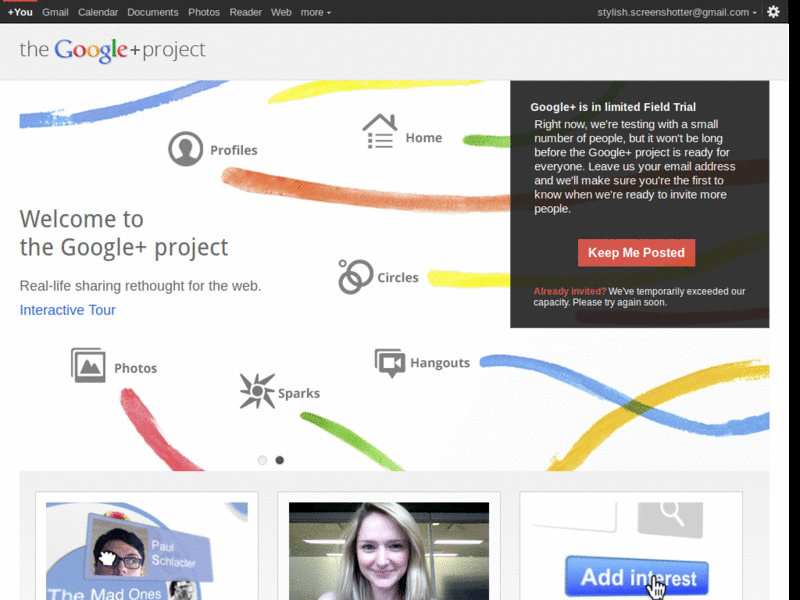 Google+ fixed bar at top
