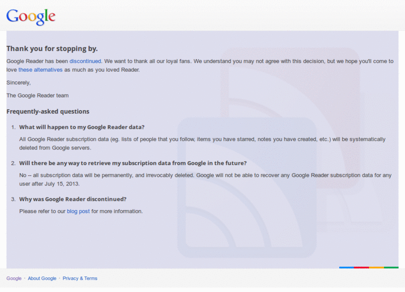 Google Reader minimalistic bluish pastel