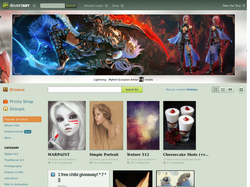 deviantART - Remove Ads, subscription, and garbage