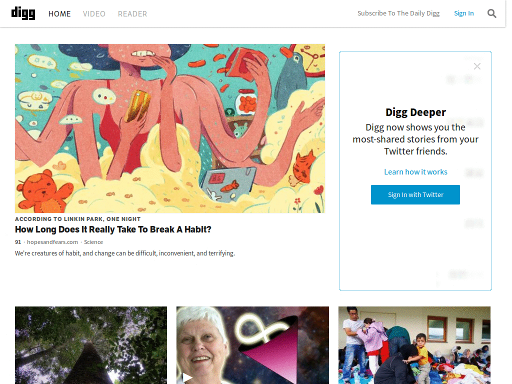 Digg - Minimalistic: only link, description & img