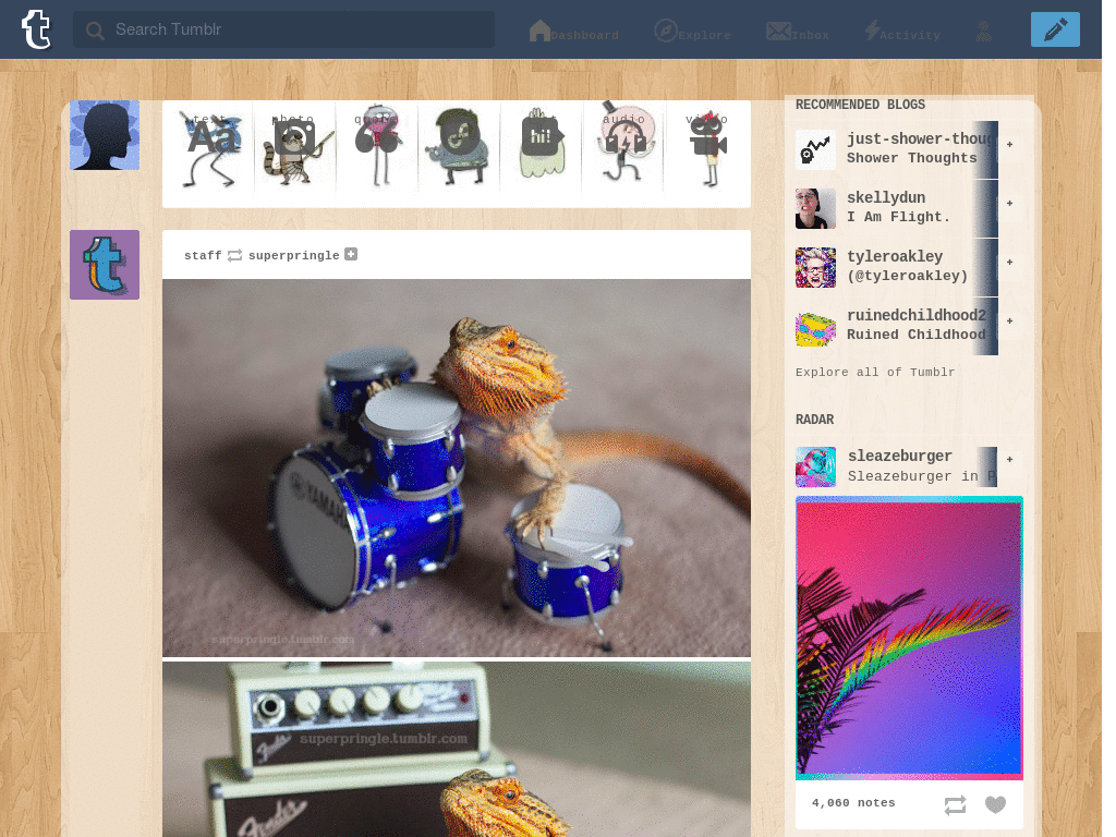 Regular Show Tumblr- wood login and back ground