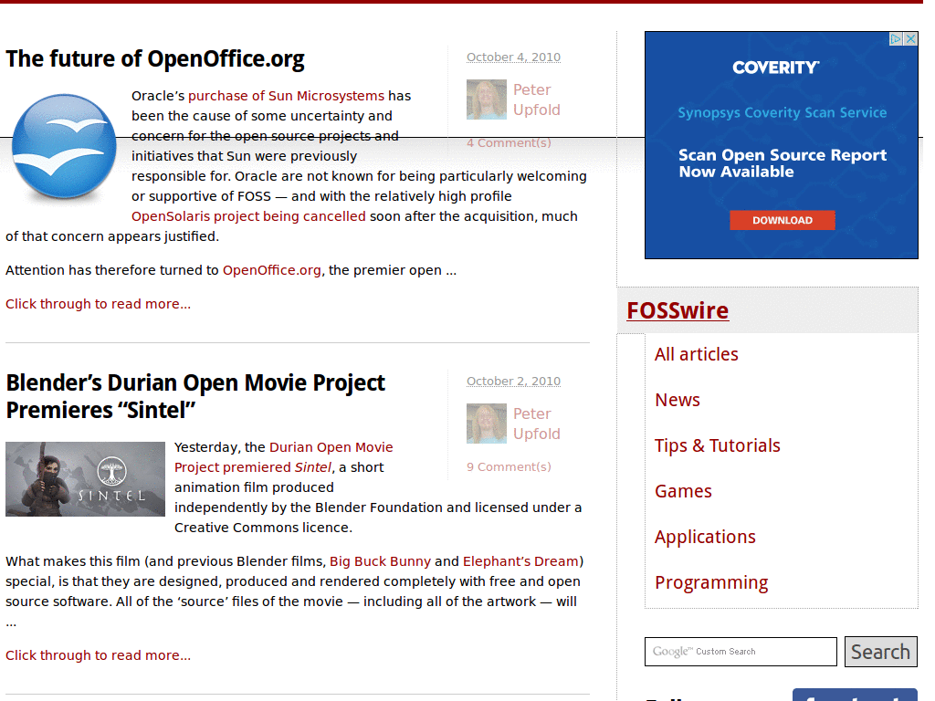 Fosswire.com - Minimalistic