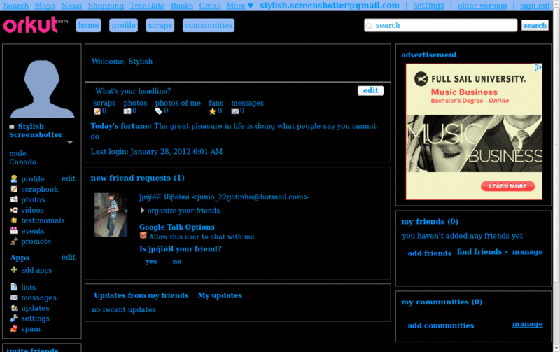 Orkut Preto e Azul